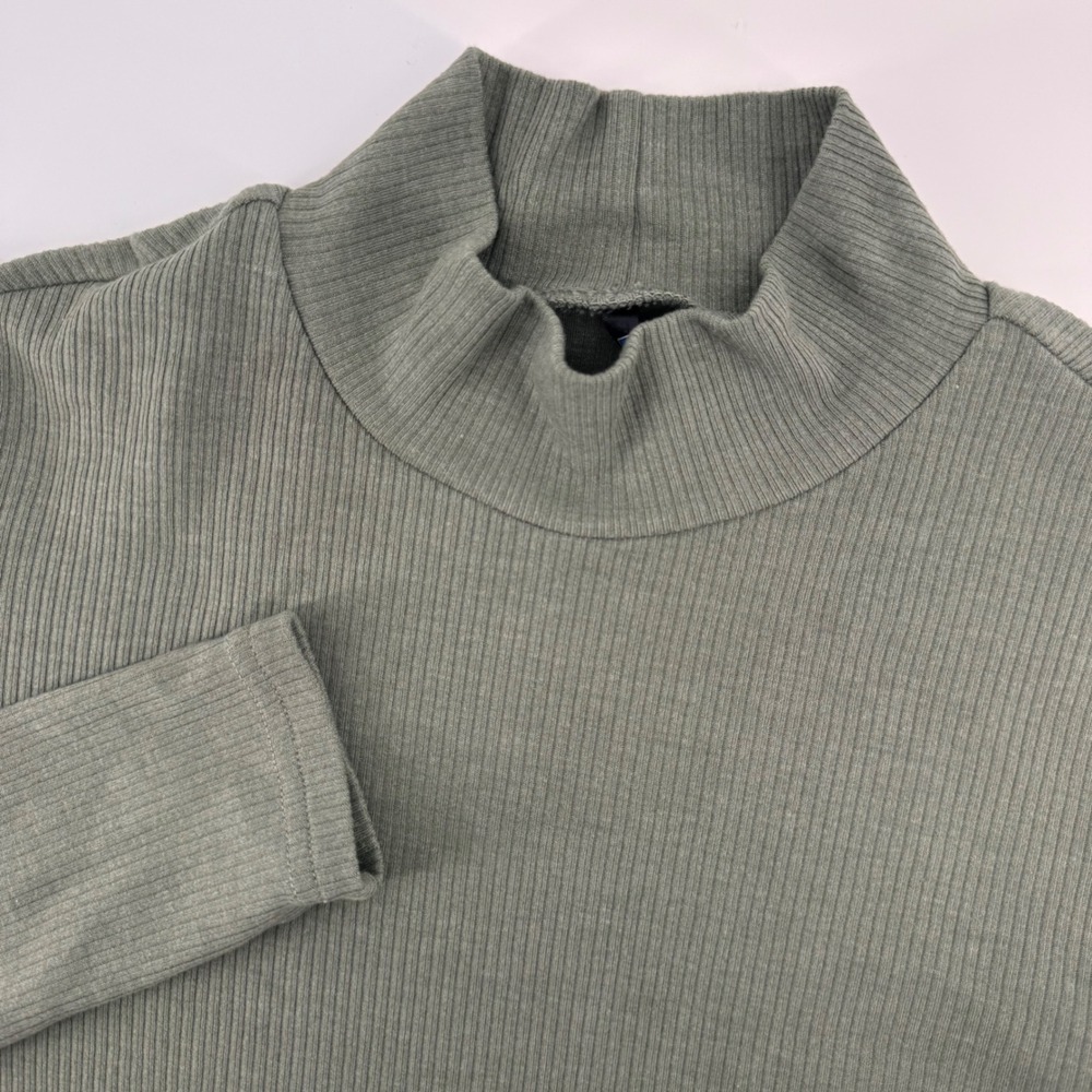 Kuhl Mock Neck Top Women Medium Sage Green Ribbed Knit Long Sleeve Cotton Blend